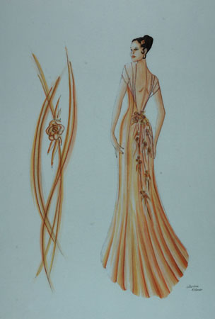 Modezeichnung Ballkleid