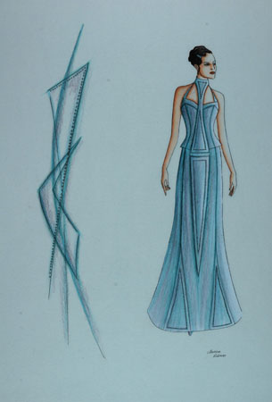 Modezeichnung Ballkleid