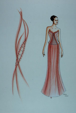 Modezeichnung Ballkleid
