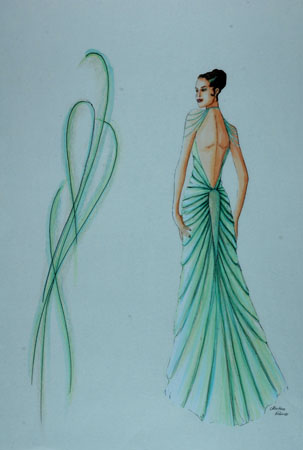 Modezeichnung Ballkleid